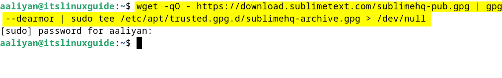 Adding GPG key for Sublime text in Debian