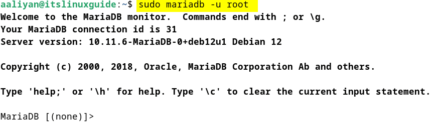 launching MariaDB on Debian for WordPress 