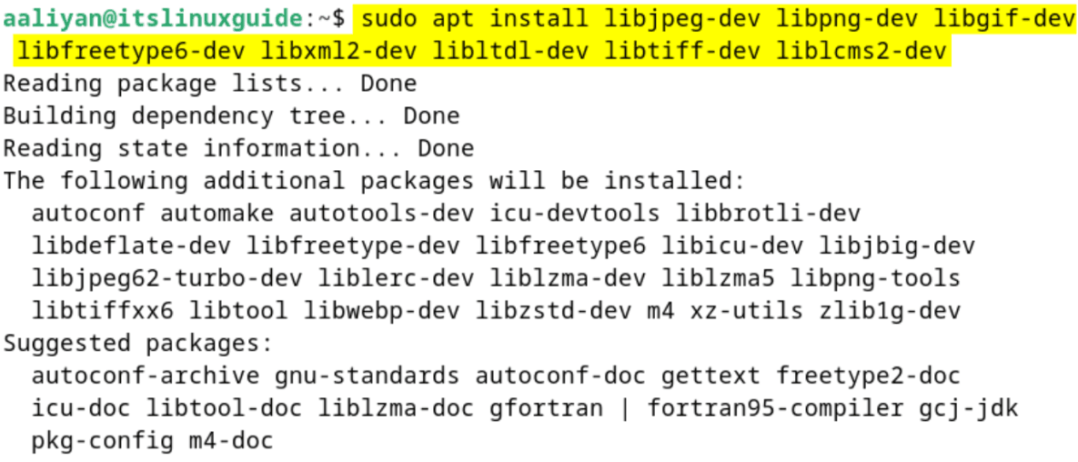 Installing necessary libraries for ImageMagick on Debian 