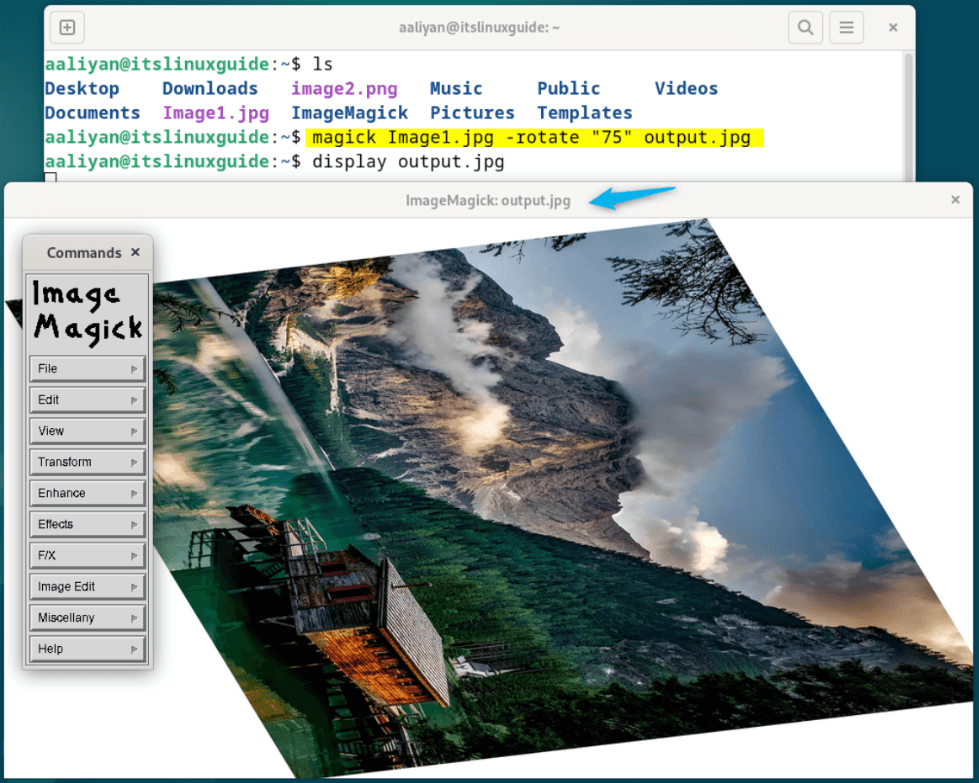 Rotating an Image in Debian using ImageMagick