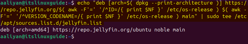 Adding Jellyfin repository on Ubuntu