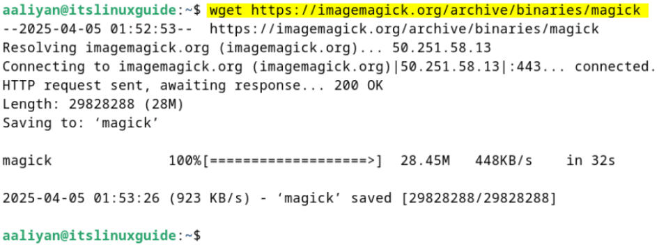Downloading ImageMagick AppImage file on Debian