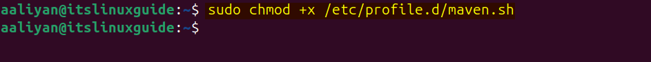 making the maven script file executable on Ubuntu