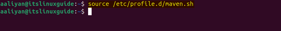 Applying the changes in the Maven script file in current shell on Ubuntu