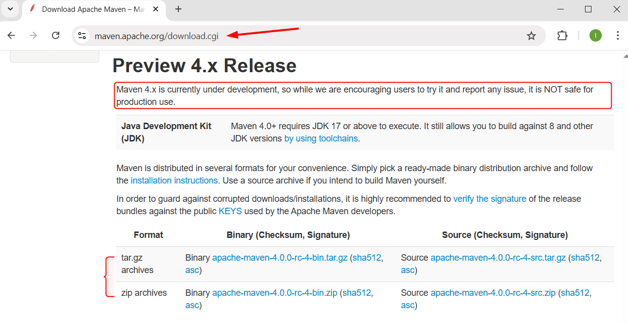 Downloading Maven latest version tar file on Ubuntu