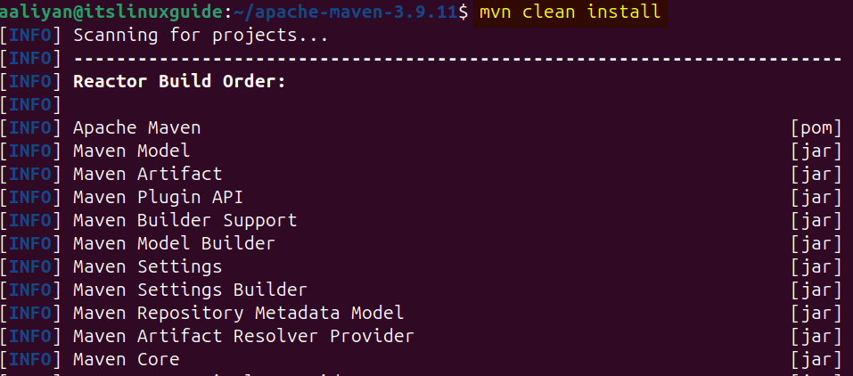 Building maven from its source file on Ubuntu