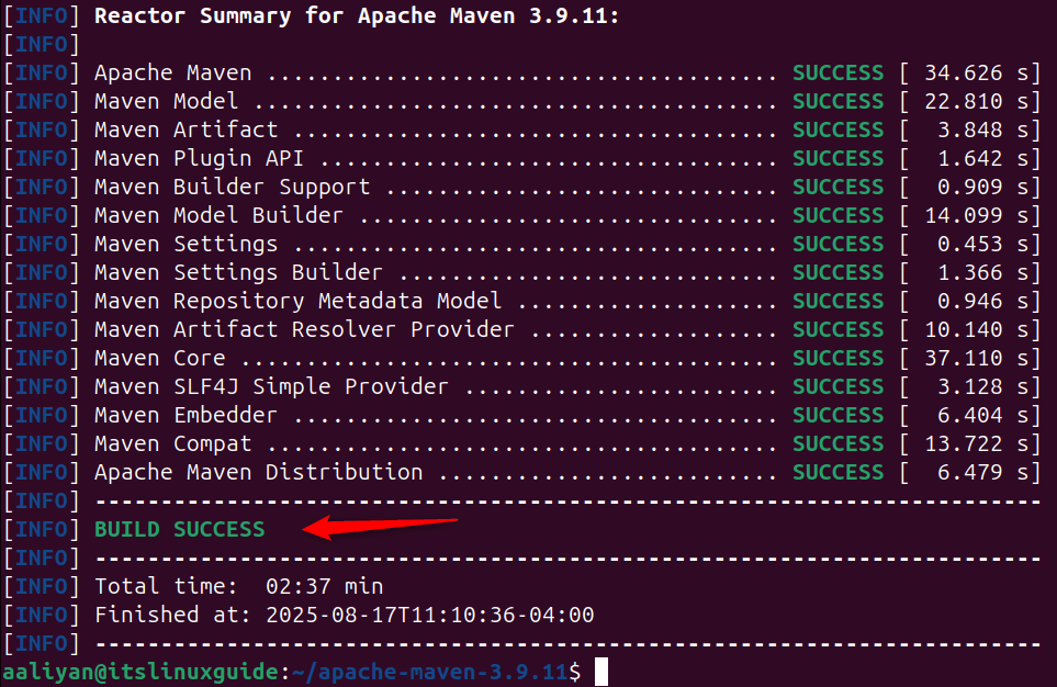 Successfully build Maven from its source file on Ubuntu