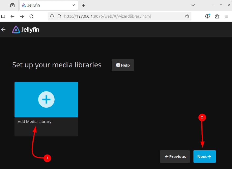 Configuration step 3: Adding Media libraries in Jellyfin on Ubuntu