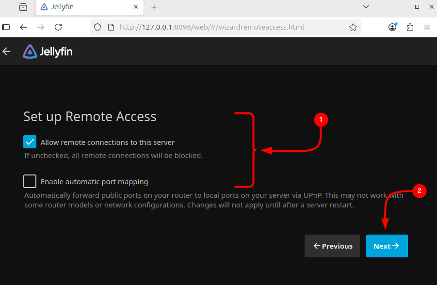 Configuration step 4 : setting up remote access for Jellyfin server on Ubuntu