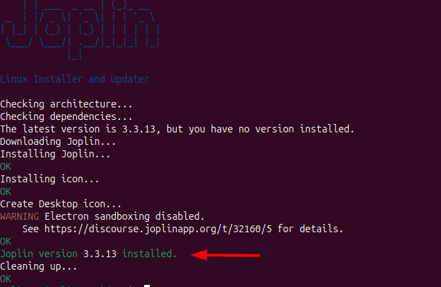 Installing Joplin on Ubuntu via its bash script file