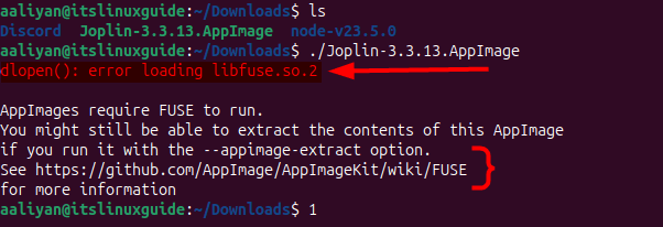 Error loading libfuse.so.2 while launching Joplin on Ubuntu via AppImage file