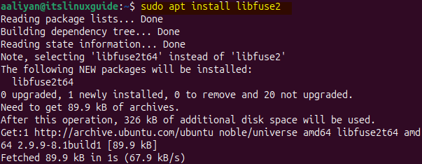 Installing fuse library to fix error of libfuse.so.2 for Joplin on Ubuntu