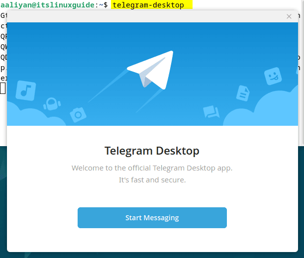 Launching Telegram on Debian installed via snap