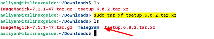 Extracting Telegram Tar file on Debian Downloaded from its official website