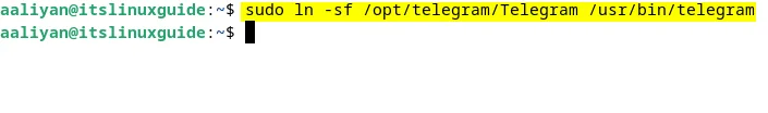 Creating symbolic link for Telegram extracted tar file on Debian