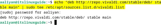 Adding Vivaldi repository in Debian for its installation