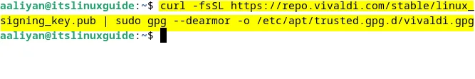 Adding GPG key for Vivaldi repository on Debian