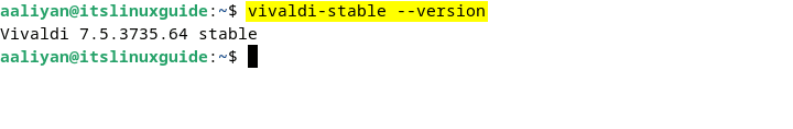 Checking Vivaldi version on Debian