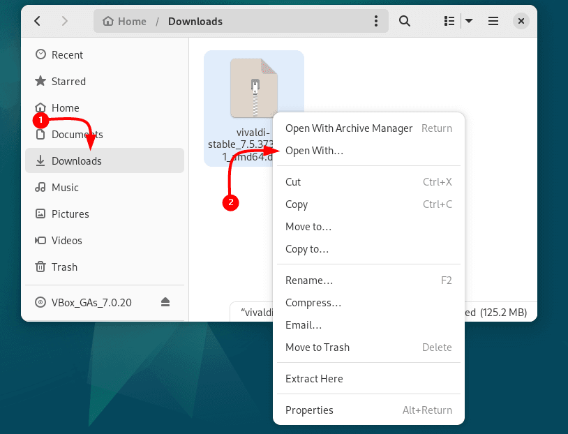 Installing Vivaldi on Debian via its deb file by using software install App