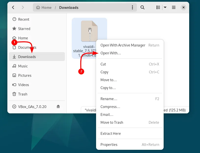 Installing Vivaldi on Debian via its deb file by using software install App