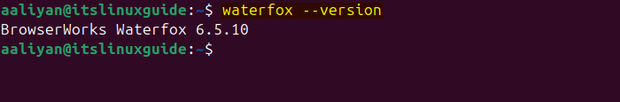 Checking Waterfox version on Ubuntu to verify installation through apt