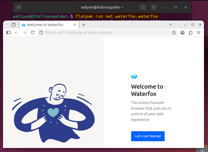 Launching Waterfox on Ubuntu installed via Flatpak
