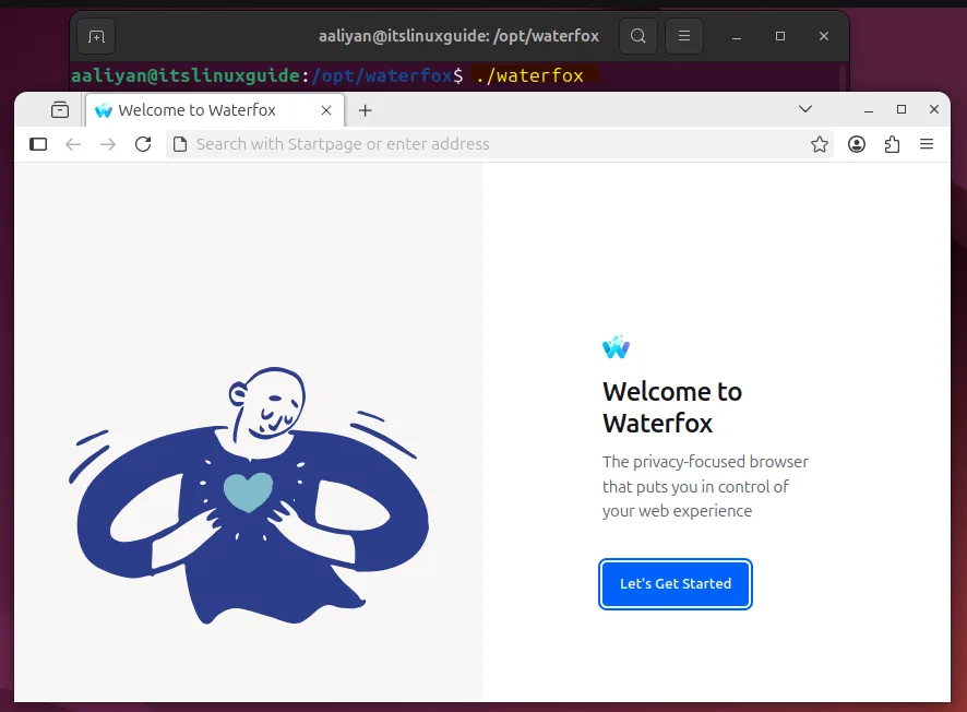 Launching Waterfox tar file on Ubuntu 