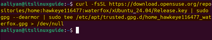 Adding GPG key for Waterfox browser repository  on Ubuntu