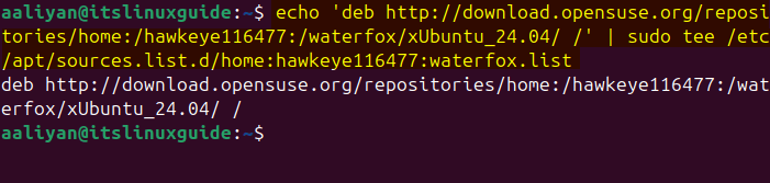 Adding Waterfox repository on Ubuntu