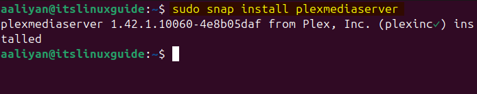 Installing Plex Media Server using Snap package installer on Ubuntu