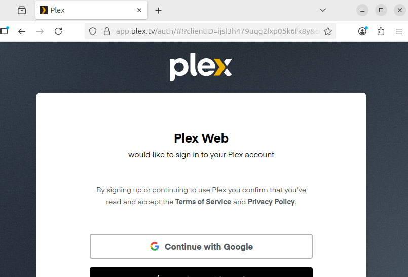 Launching Plex Media server on Ubuntu from Browser