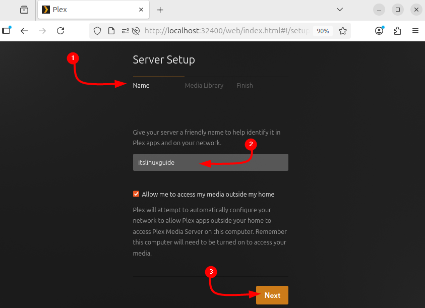 Setting up Plex Media server account name on Ubuntu