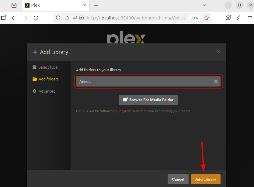 Adding Libraries in Plex Media Server in Ubuntu