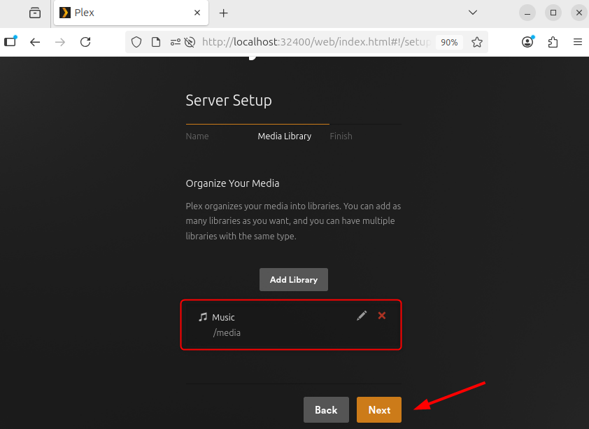 Adding Libraries in Plex Media Server in Ubuntu