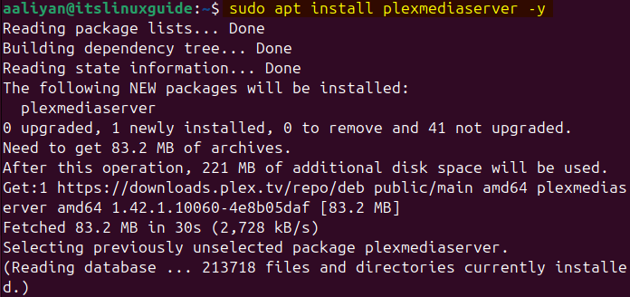 Installing Plex Media Server via its repository using apt package installer on Ubuntu