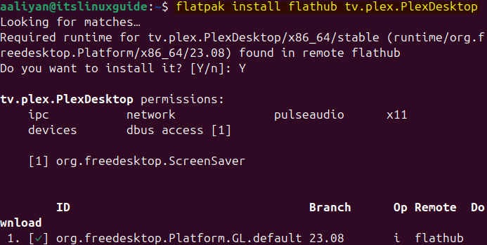 Installing Plex Media Server using Flatpak package installer on Ubuntu