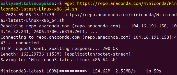 Downloading Conda bash File on Ubuntu to install Zlib