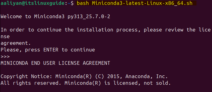 Executing Conda bash file on Ubuntu to install Zlib