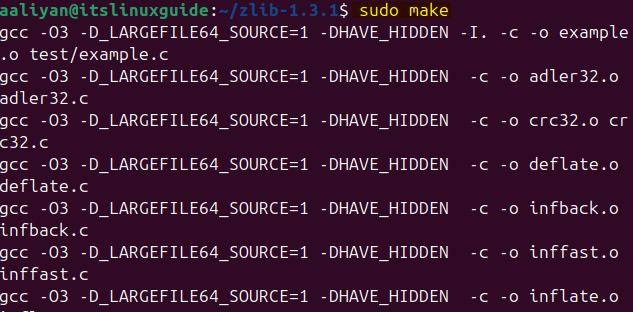 Creating the make file for zlib on Ubuntu