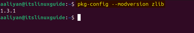 Verifying the zlib installation via version command on Ubuntu