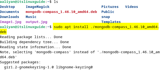 Installing MongoDB Compass on Debian via its .deb file