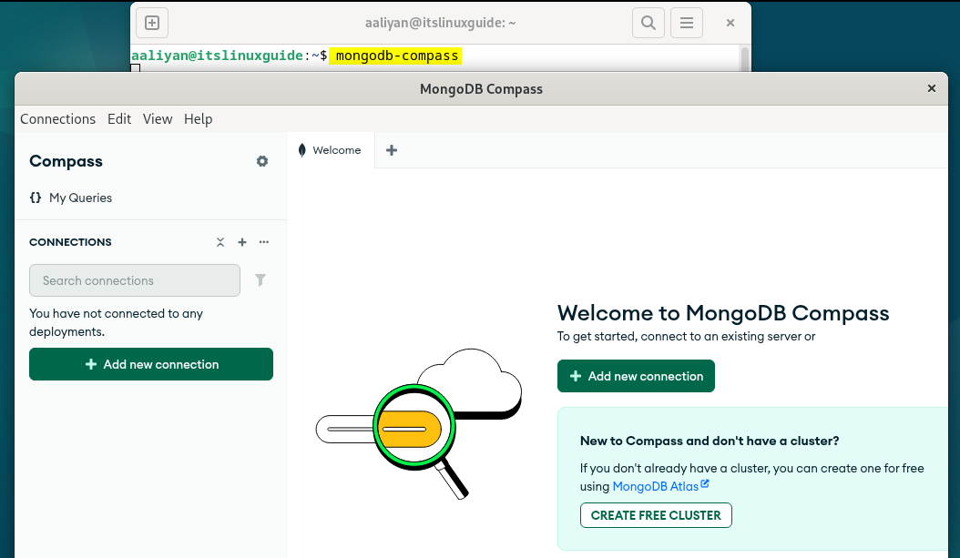 Launching MongoDB Compass on Debian