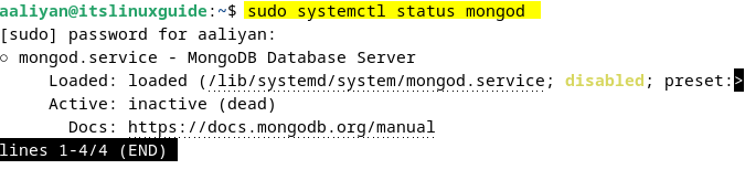Checking MongoDB service status on Debian