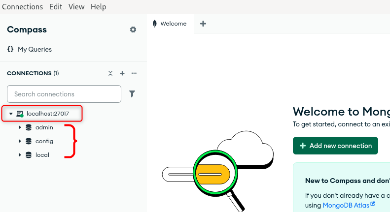 Successfully connected MongoDB database with MongoDB compass on Debian