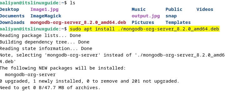 Installing MongoDB on Debian via its .deb file