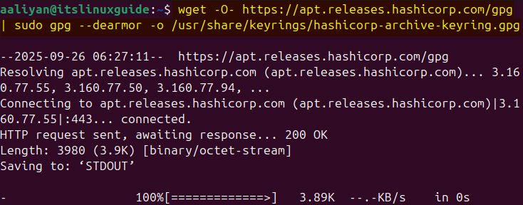 Downloading Terraform GPG key on Ubuntu