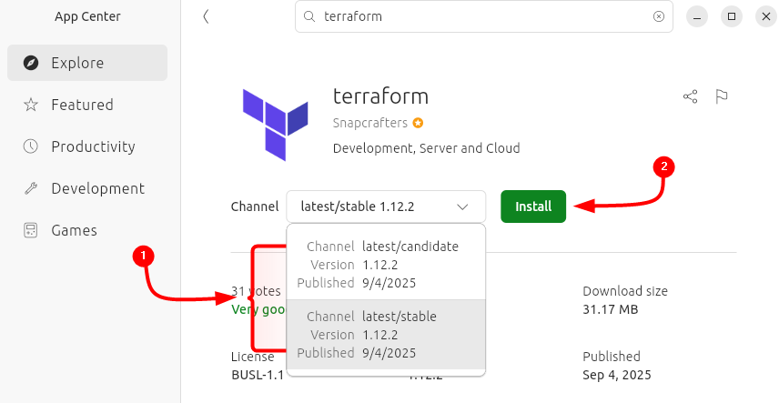 Installing Terraform via Ubuntu App Center