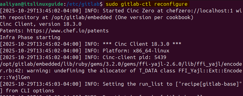 Configuring the GitLab configuration file on Ubuntu 