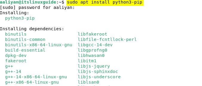 Installing pip on Debian via apt package installer