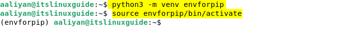 Creating and activating Python virtual environment for pip on Debian